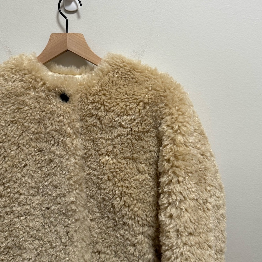 Rag & Bone Sabrina faux fur coat cropped shearling jacket beige glam winter cute - Picture 9 of 11